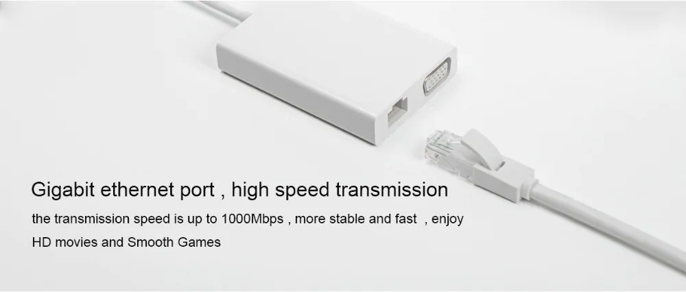 Original Xiaomi Type-C to 2K 60Hz VGA Adapter Gigabit Ethernet Port 2 USB 3.0 Multi-functional Hub- White