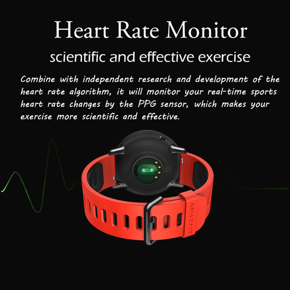 Original Xiaomi AMAZFIT Bluetooth 4.0 Heart Rate Monitor Sports Smart Watch GPS Real-time Track Wristband