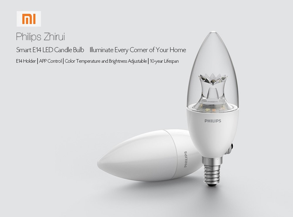 Xiaomi Philips Zhirui Smart LED Bulb E14 Candle Lamp Promise Dimming 220 - 240V
