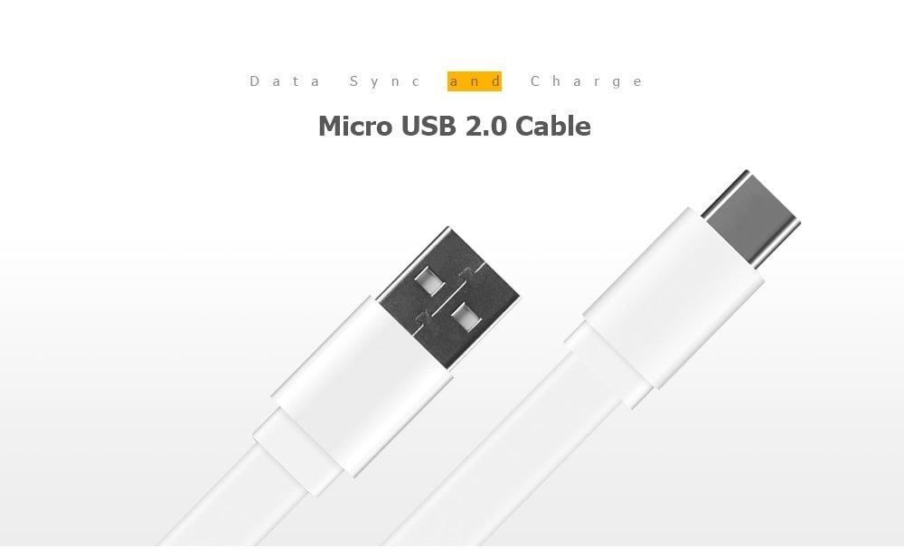 Original Xiaomi Type-C to USB 2.0 Data Sync Charging Cable Flat Cord Fast Charge - 1.2m