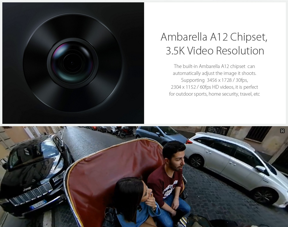 Xiaomi mijia 3.5K 360 Degree Panorama Action Camera Ambarella A12 Chipset