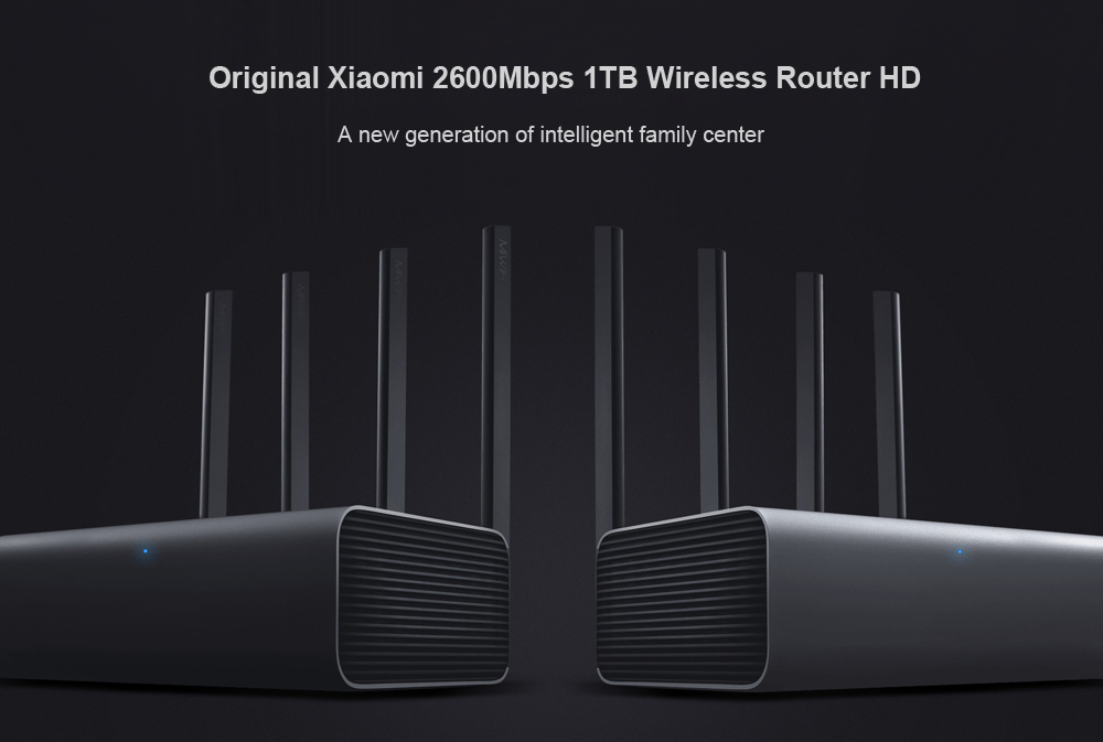 Original Xiaomi 2600Mbps 1TB Smart Wireless Router HD 4 Antenna Dual-band 2.4GHz + 5.0GHz WiFi Network Device
