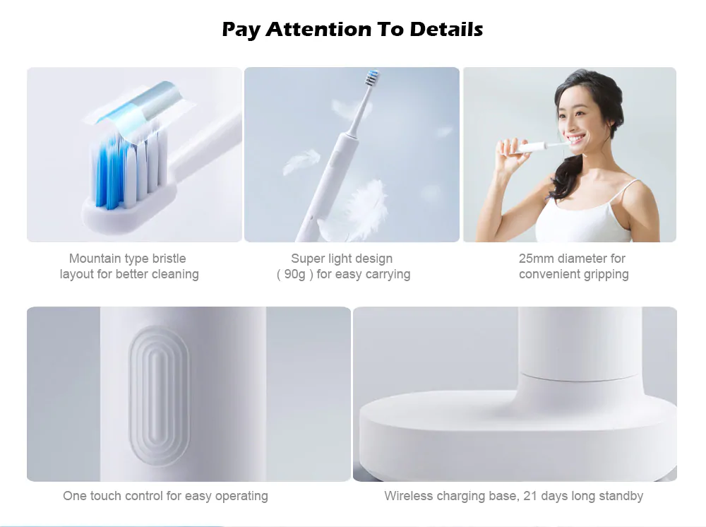 DOCTOR·B BET - C01 Sonic Electric Super Light Toothbrush from Xiaomi Youpin- White