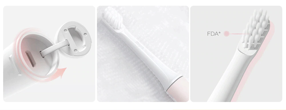 Xiaomi MIJIA MES603 USB Charging Sonic Electric Toothbrush T100- White 1pc