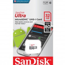 SanDisk Ultra microSDHC UHS-I Card 80MB/s 32GB with Adapter (Class10)