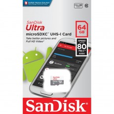 SanDisk Ultra microSDHC UHS-I Card 80MB/s 64GB with Adapter (Class10)